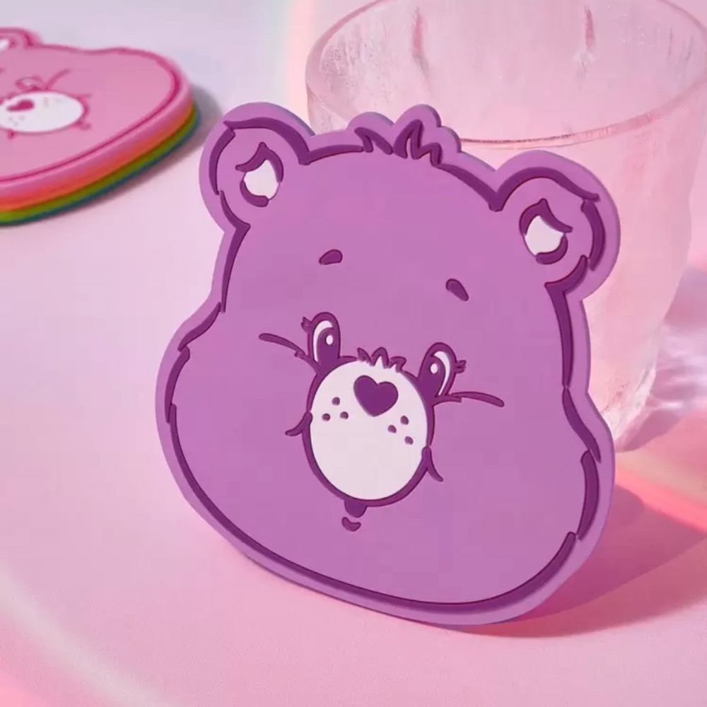正版聯名 彩虹熊Care Bears 可愛心形熊形杯墊（多色）1入-規格圖11