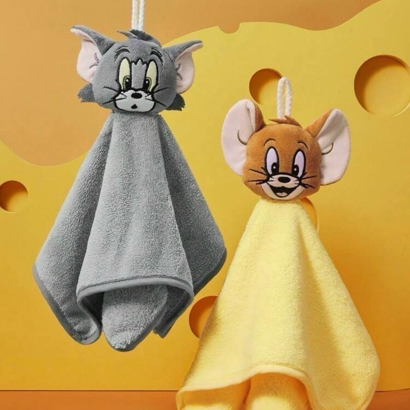 正版聯名 TOM & JERRY湯姆貓和傑利鼠2 件組3D 卡通掛式擦手巾 毛巾-細節圖2