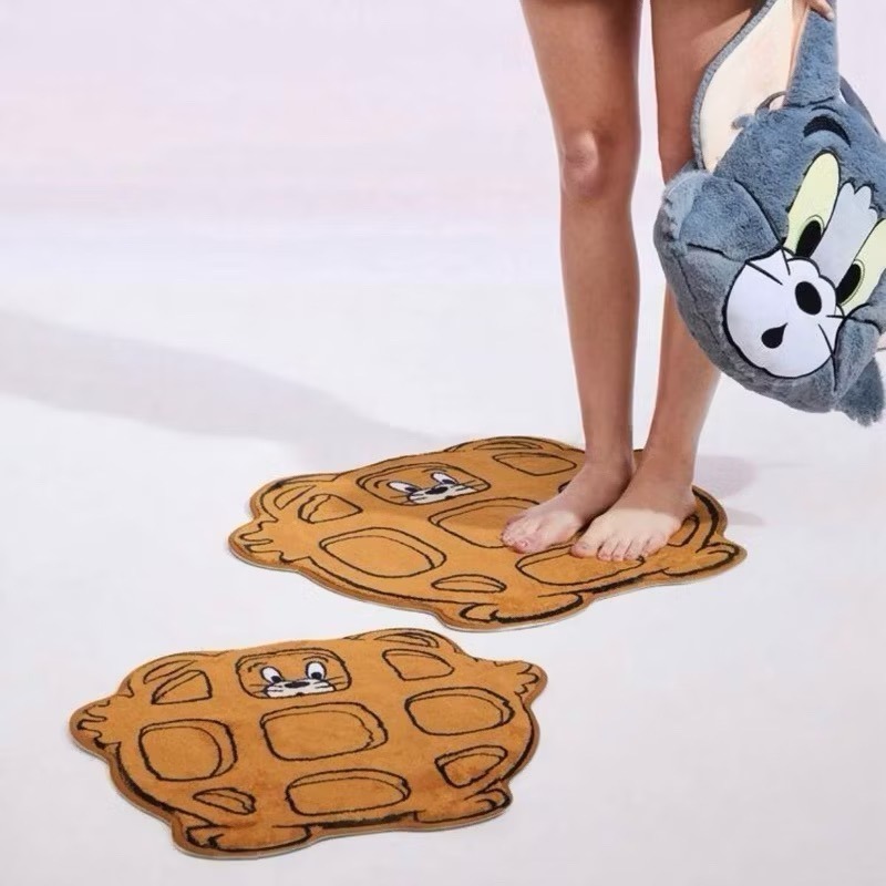 正版聯名 TOM&JERRY湯姆貓和傑利鼠 85週年 可愛老鼠棕色地毯地墊地毯-細節圖5