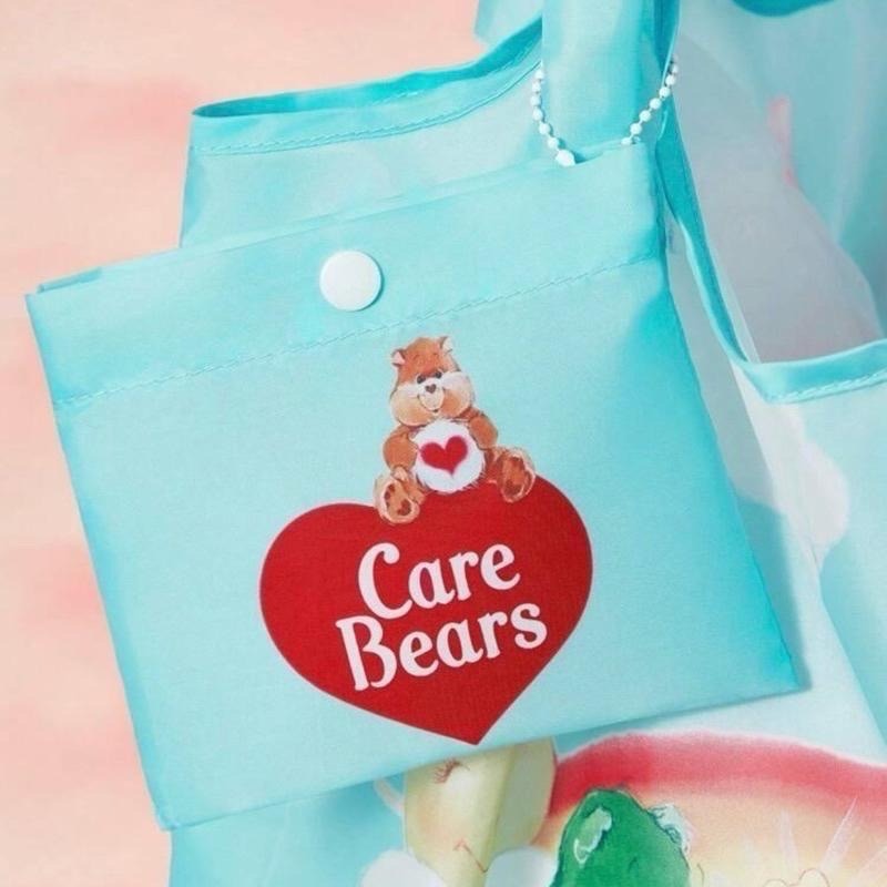 正版聯名 彩虹熊Care Bears 卡通圖案可折疊購物袋 可重複使用手提袋-細節圖7
