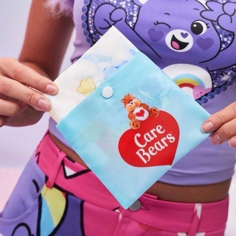 正版聯名 彩虹熊Care Bears 卡通圖案可折疊購物袋 可重複使用手提袋-細節圖5