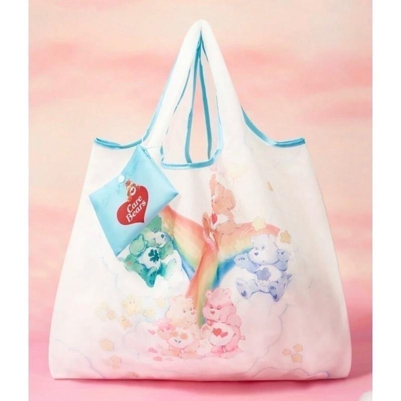 正版聯名 彩虹熊Care Bears 卡通圖案可折疊購物袋 可重複使用手提袋-細節圖4