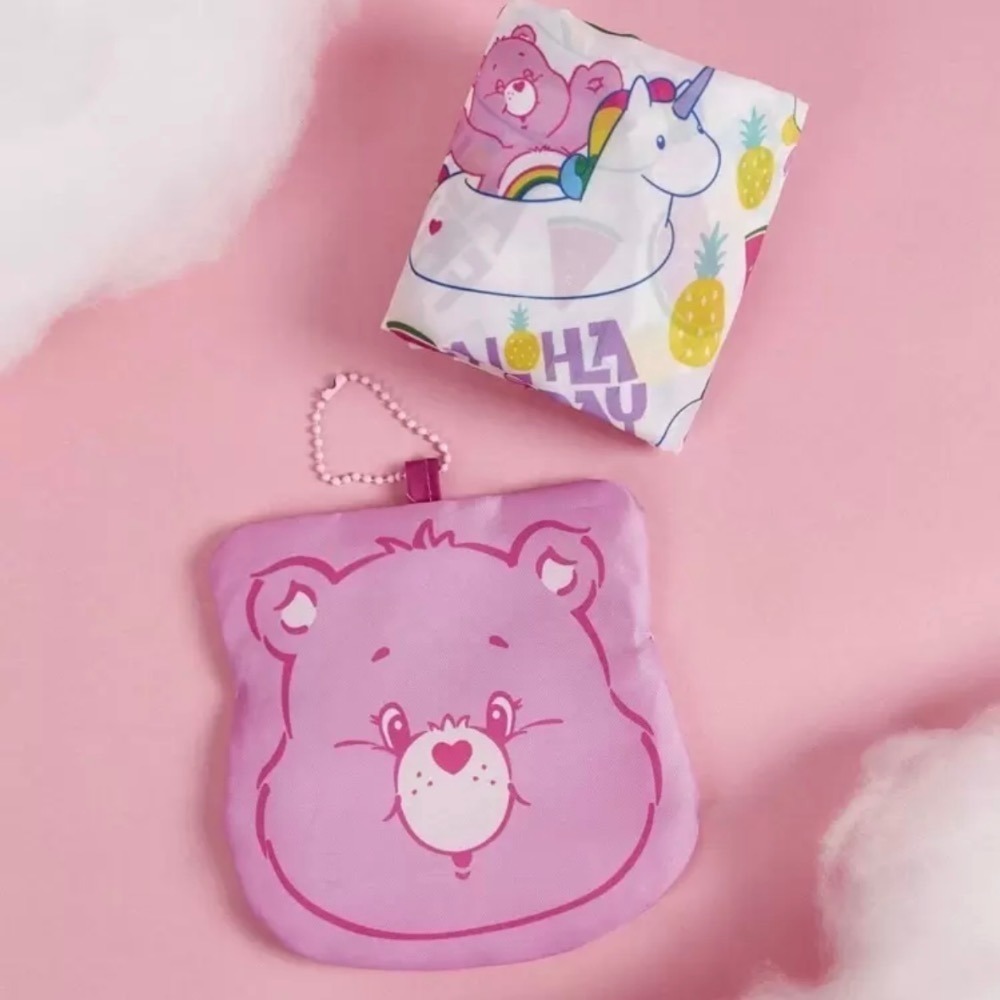 正版聯名 彩虹熊Care Bears 卡通圖案可折疊購物袋 可重複使用手提袋-細節圖9