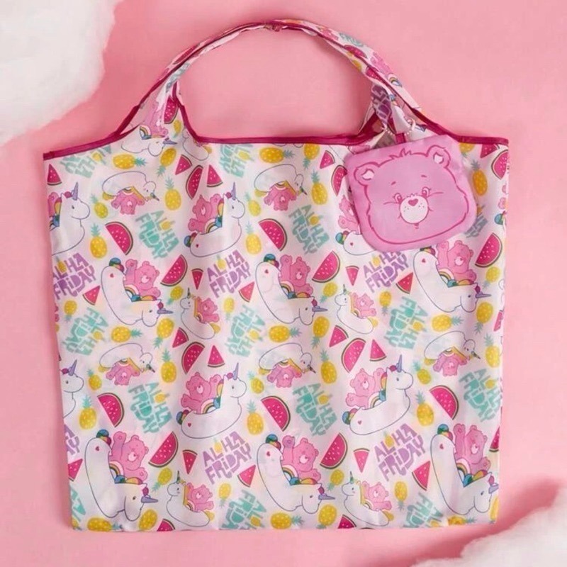 正版聯名 彩虹熊Care Bears 卡通圖案可折疊購物袋 可重複使用手提袋-規格圖11