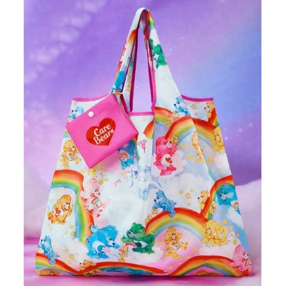 正版聯名 彩虹熊Care Bears 卡通圖案可折疊購物袋 可重複使用手提袋-規格圖11