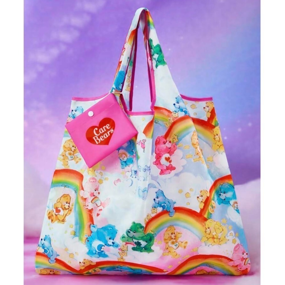 正版聯名 彩虹熊Care Bears 卡通圖案可折疊購物袋 可重複使用手提袋-規格圖11