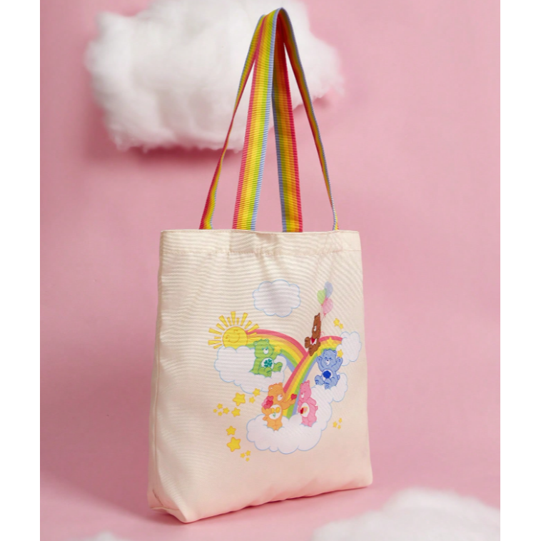 正版聯名 彩虹熊Care Bears 卡通圖案可折疊購物袋 可重複使用手提袋-規格圖11