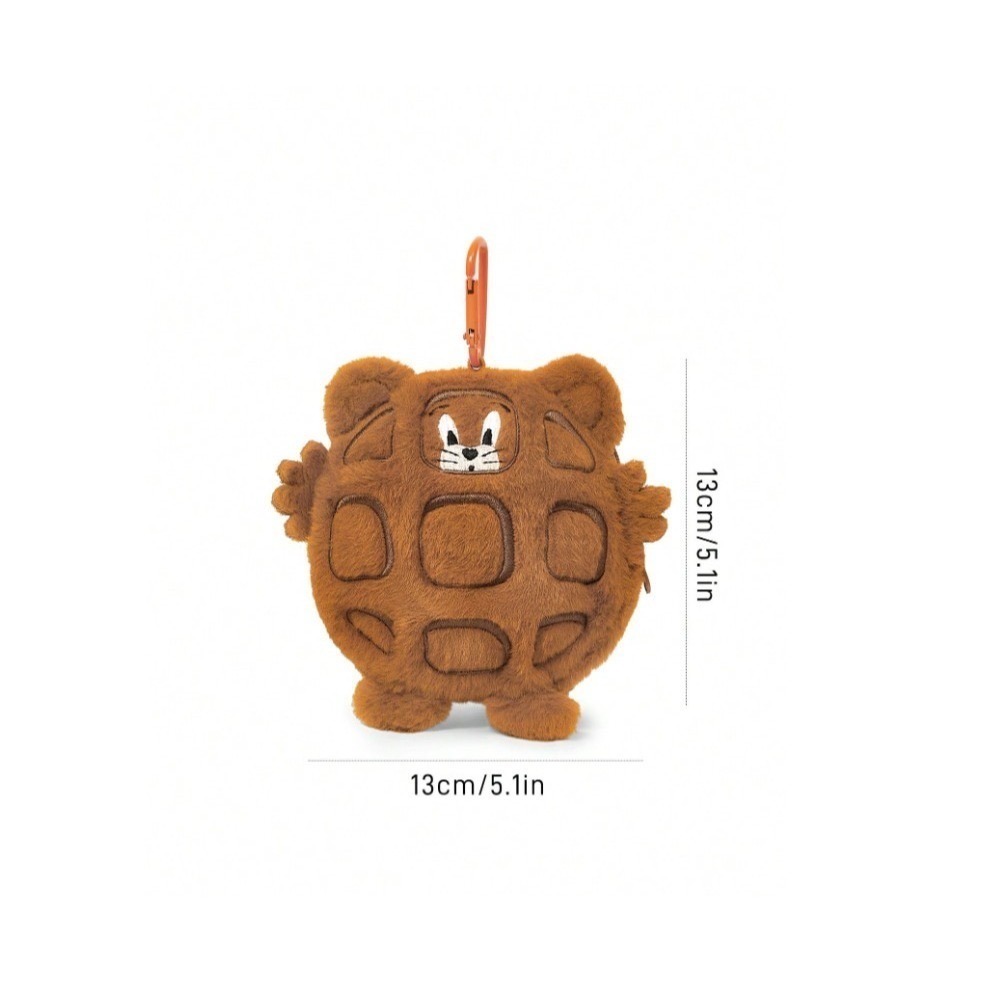 正版聯名 TOM&JERRY湯姆貓和傑利鼠 85周年 老鼠造型絨毛吊飾零錢包-規格圖8