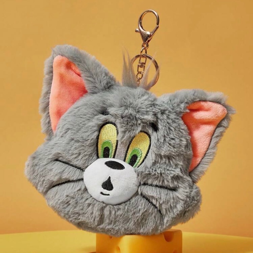正版聯名 TOM&JERRY湯姆貓和傑利鼠 85周年 老鼠造型絨毛吊飾零錢包-規格圖8