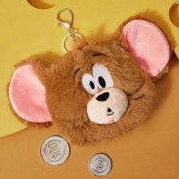 正版聯名 TOM&amp;JERRY湯姆貓和傑利鼠 85周年 老鼠造型絨毛吊飾零錢包
