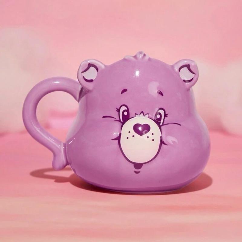 正版聯名 彩虹熊Care Bears 卡通熊圖案陶瓷杯 馬克杯 水杯杯蓋 杯墊-細節圖3
