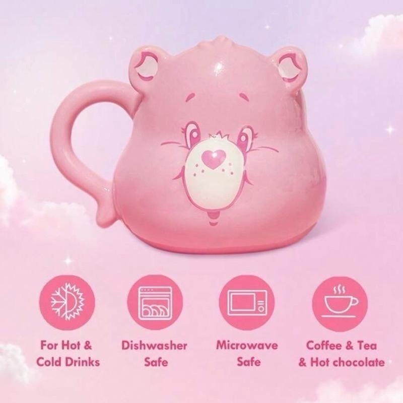 正版聯名 彩虹熊Care Bears 卡通熊圖案陶瓷杯 馬克杯 水杯杯蓋 杯墊-細節圖6