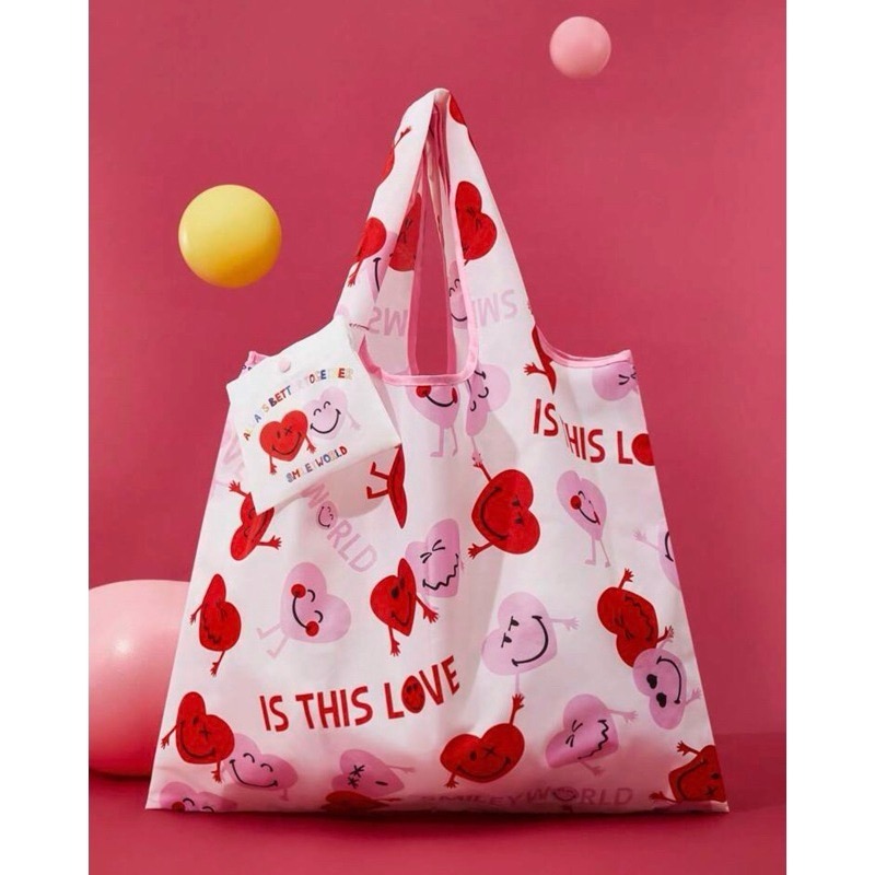 正版聯名 SmileyWorld®卡通笑臉圖案彩色購物袋 可折疊可重複使用手提購物袋-規格圖6