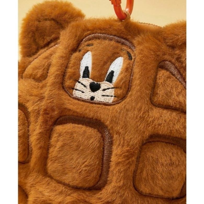 正版聯名 TOM&JERRY湯姆貓和傑利鼠 85周年 造型絨毛萬用包吊飾零錢包-細節圖6