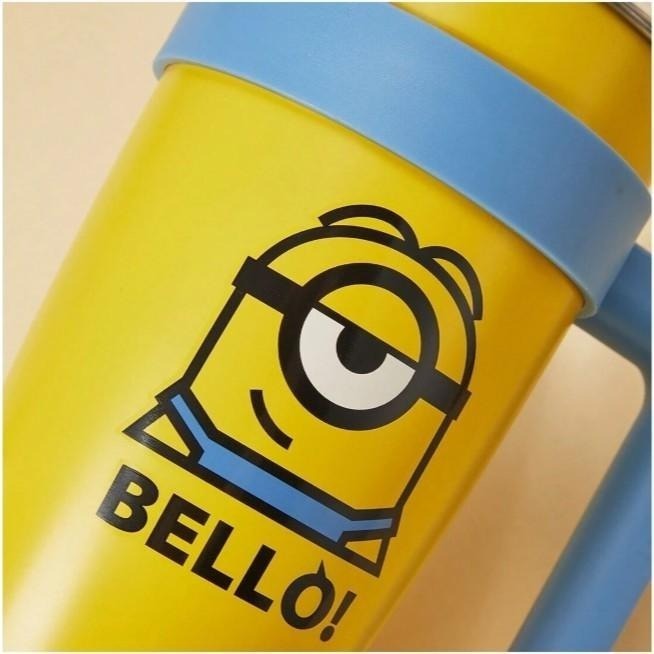 【MINISO】名創優品 Minions正版小小兵1600ml不鏽鋼水瓶 附吸管大容量冰壩杯 造型手拿杯-細節圖5