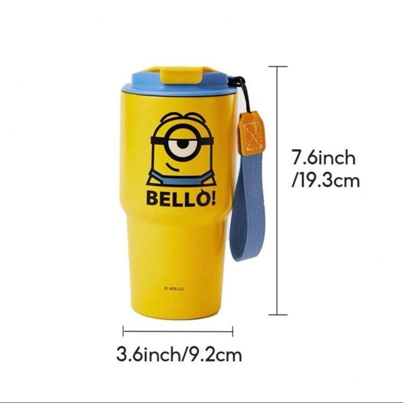 【MINISO】名創優品 Minions正版小小兵1600ml不鏽鋼水瓶 附吸管大容量冰壩杯 造型手拿杯-規格圖9