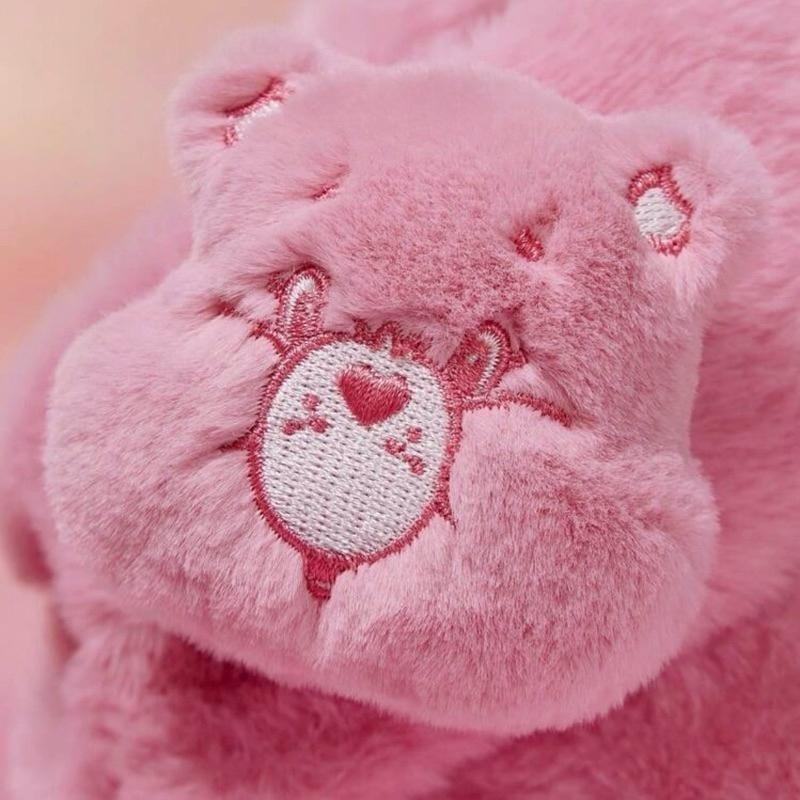 正版聯名 彩虹熊Care Bears 女生款毛絨3D可愛彩虹熊與星星裝飾室內拖鞋 室內拖-細節圖4