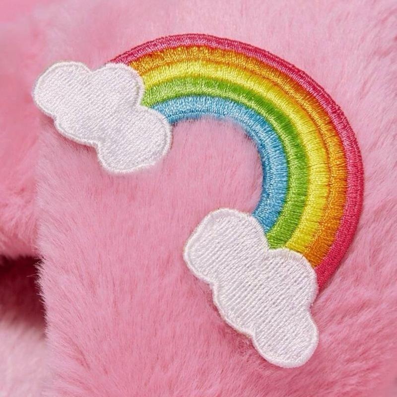 正版聯名 彩虹熊Care Bears 女生款毛絨3D可愛彩虹熊與星星裝飾室內拖鞋 室內拖-細節圖5