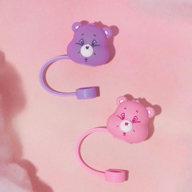 正版聯名 彩虹熊Care Bears 可愛熊圖案矽膠吸管套（不含吸管）-細節圖6