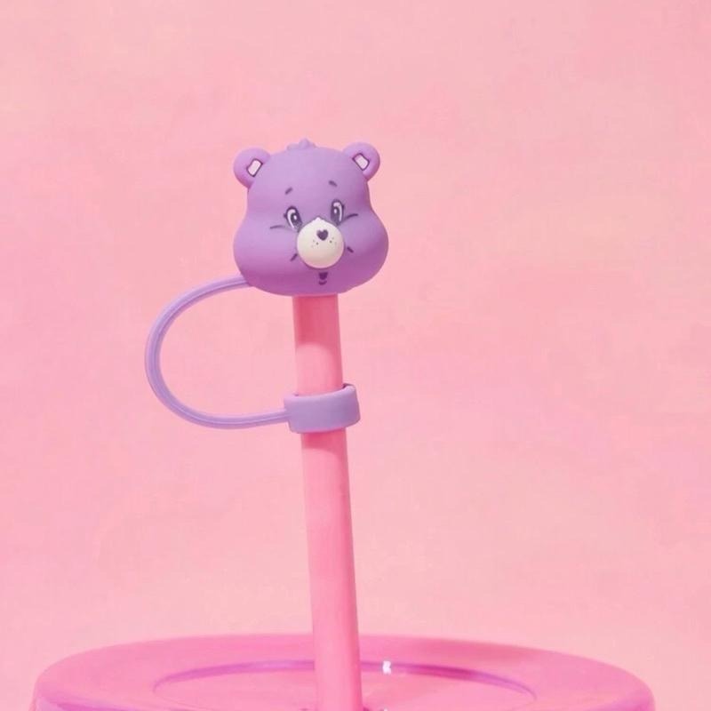 正版聯名 彩虹熊Care Bears 可愛熊圖案矽膠吸管套（不含吸管）-細節圖8