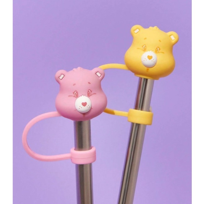 正版聯名 彩虹熊Care Bears 可愛熊圖案矽膠吸管套（不含吸管）-細節圖3