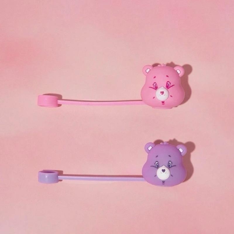 正版聯名 彩虹熊Care Bears 可愛熊圖案矽膠吸管套（不含吸管）-細節圖7