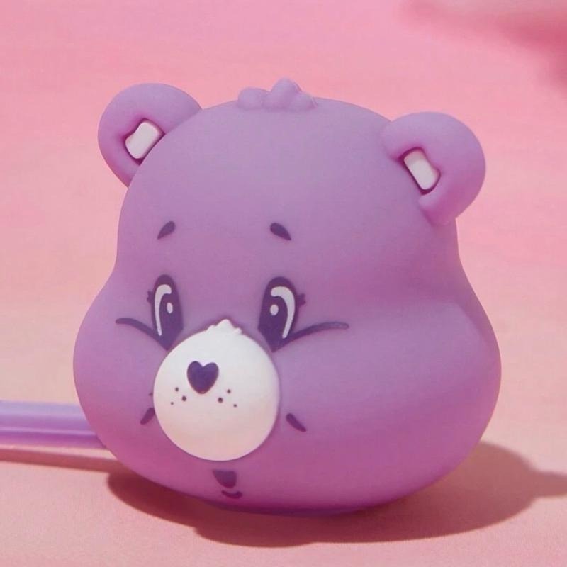 正版聯名 彩虹熊Care Bears 可愛熊圖案矽膠吸管套（不含吸管）-細節圖10