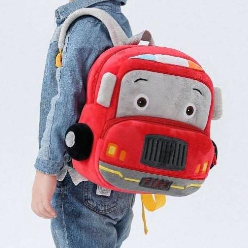 幼稚園書包3-6歲 可愛工程車系列挖土機毛絨兒童背包  車車雙肩包-細節圖2