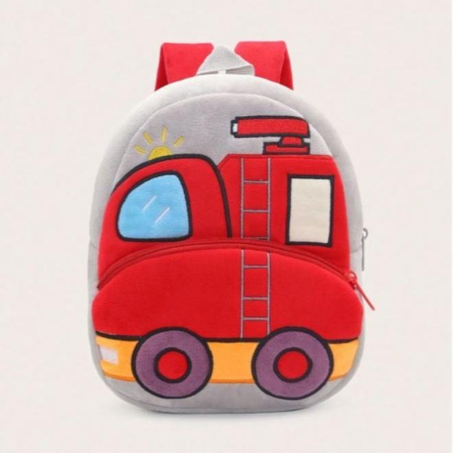 幼稚園書包3-6歲 可愛工程車系列挖土機毛絨兒童背包  車車雙肩包-細節圖6