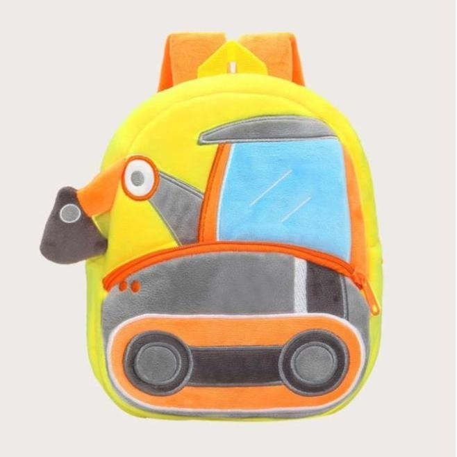 幼稚園書包3-6歲 可愛工程車系列挖土機毛絨兒童背包  車車雙肩包-細節圖7