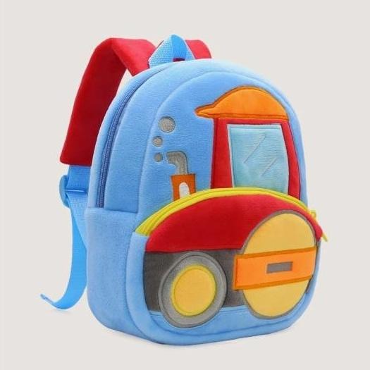 幼稚園書包3-6歲 可愛工程車系列挖土機毛絨兒童背包  車車雙肩包-細節圖8