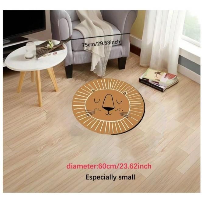 熱銷可愛獅子圓形仿羊毛柔軟親膚卡通地毯 裝飾地墊-細節圖7