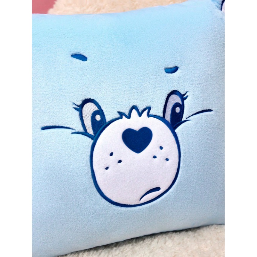 正版聯名 彩虹熊Care Bears 藍色毛絨抱枕（包含枕頭芯）沙發枕頭 靠墊-細節圖3