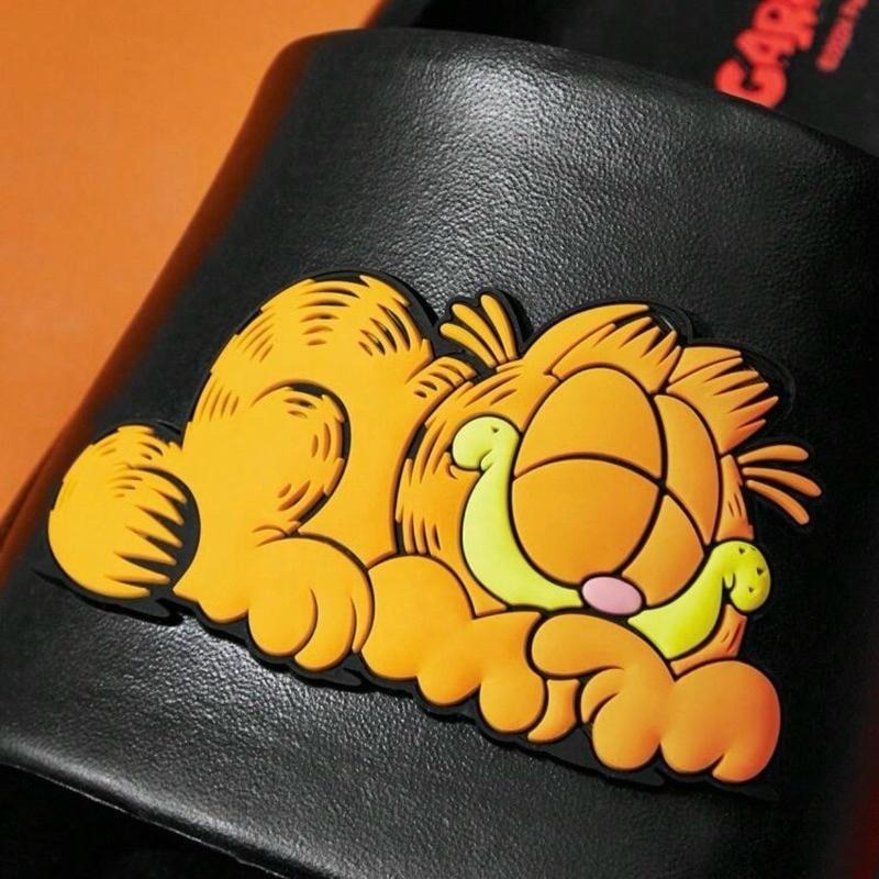 正版聯名 GARFIELD加菲貓 卡通圖案黑色家居拖鞋 室內拖鞋 輕便拖鞋-細節圖3