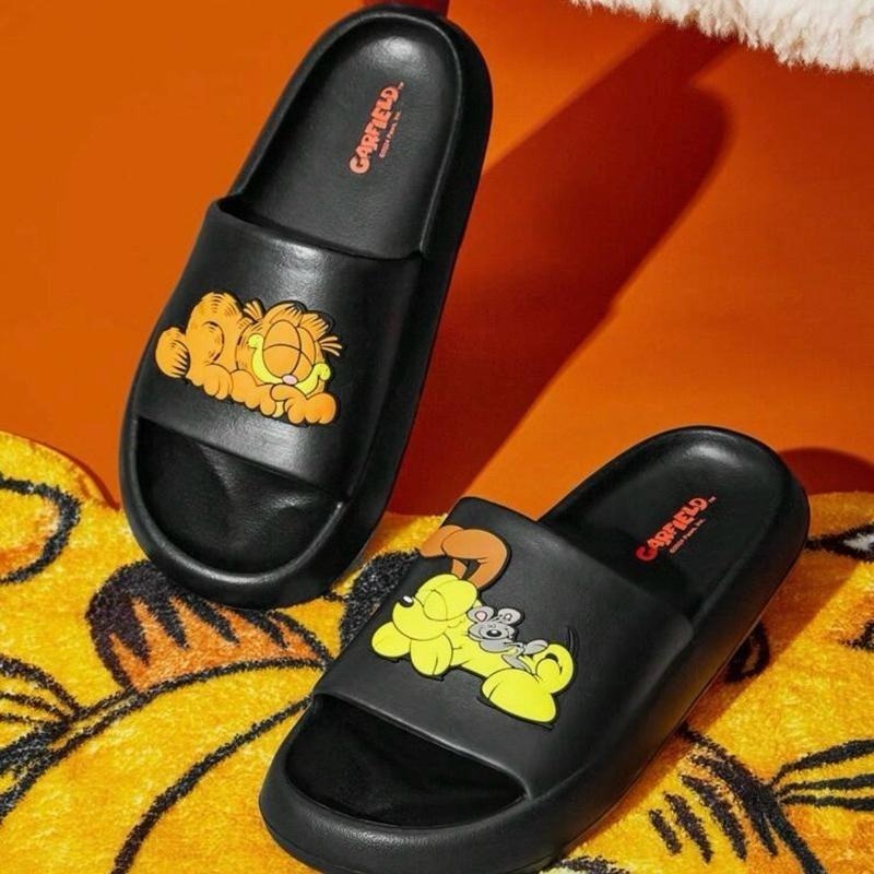 正版聯名 GARFIELD加菲貓 卡通圖案黑色家居拖鞋 室內拖鞋 輕便拖鞋-細節圖5