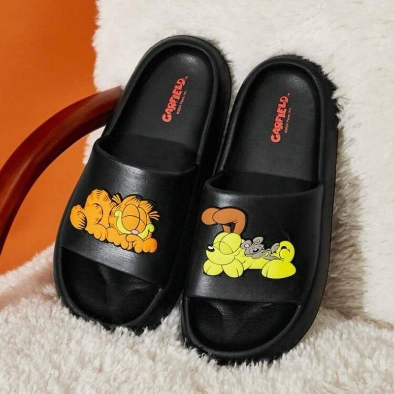 正版聯名 GARFIELD加菲貓 卡通圖案黑色家居拖鞋 室內拖鞋 輕便拖鞋-細節圖6