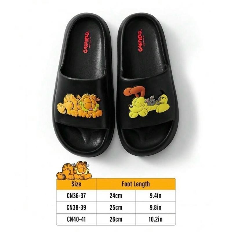 正版聯名 GARFIELD加菲貓 卡通圖案黑色家居拖鞋 室內拖鞋 輕便拖鞋-細節圖8