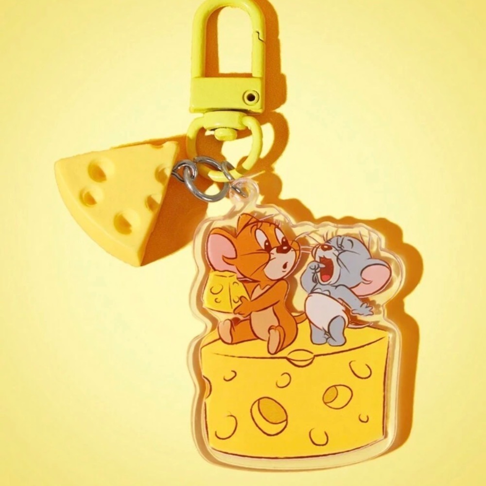 正版聯名 TOM&JERRY湯姆貓和傑利鼠 85週年 老鼠與奶酪壓克力鑰匙圈 包包吊飾-規格圖9