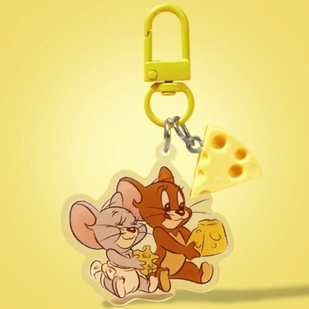 正版聯名 TOM&JERRY湯姆貓和傑利鼠 85週年 老鼠與奶酪壓克力鑰匙圈 包包吊飾-規格圖9