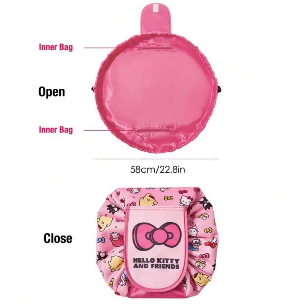 正版聯名 三麗鷗庫洛米 大耳狗 布丁狗 酷企鵝 雙子星 HELLO KITTY 多款可愛化妝包 彩妝收納包 彩妝手提包-規格圖9