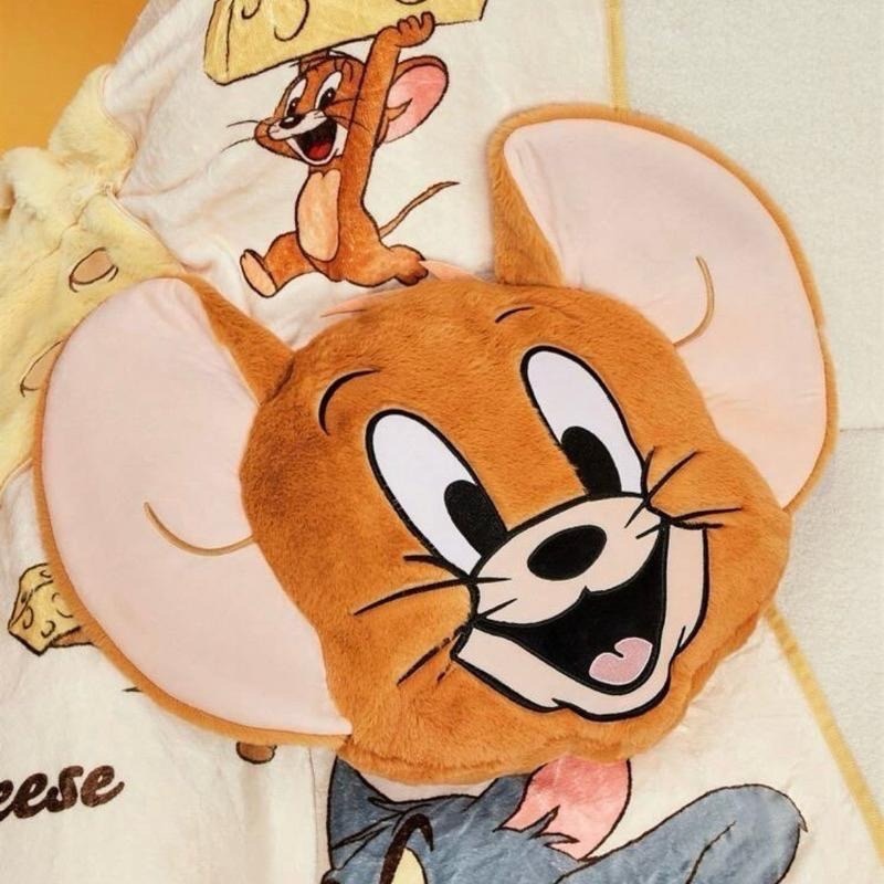 正版聯名 TOM&JERRY湯姆貓和傑利鼠 85周年 絨毛抱枕靠墊 枕頭-細節圖3