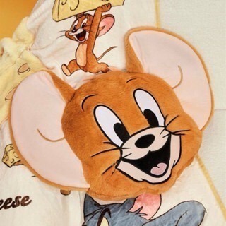 正版聯名 TOM&JERRY湯姆貓和傑利鼠 85周年 絨毛抱枕靠墊 枕頭-規格圖7