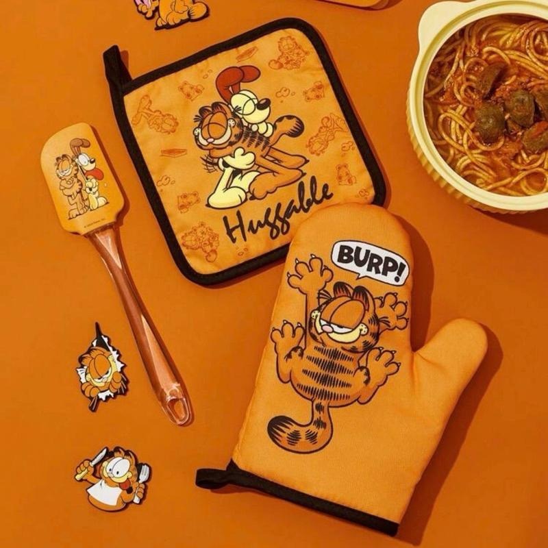 正版聯名 GARFIELD加菲貓 隔熱墊 耐熱手套 隔熱手套 耐熱墊 餐墊 烤箱手套 廚房用手套-細節圖2