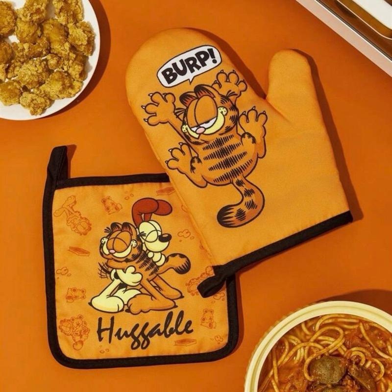 正版聯名 GARFIELD加菲貓 隔熱墊 耐熱手套 隔熱手套 耐熱墊 餐墊 烤箱手套 廚房用手套-細節圖3