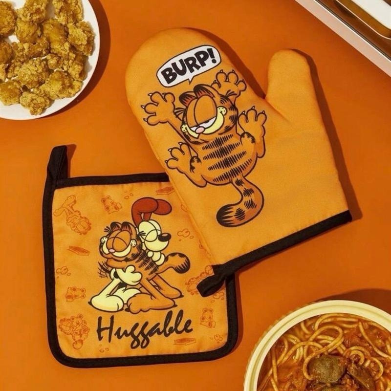 正版聯名 GARFIELD加菲貓 隔熱墊 耐熱手套 隔熱手套 耐熱墊 餐墊 烤箱手套 廚房用手套-細節圖3