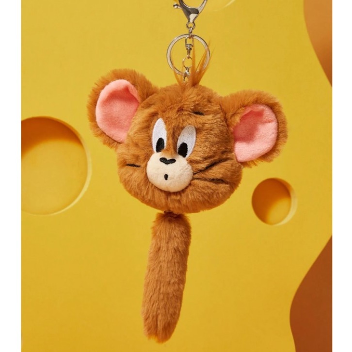 正版聯名 TOM&JERRY湯姆貓和傑利鼠 85週年 會振動尾巴的毛絨可愛吊墜-細節圖6