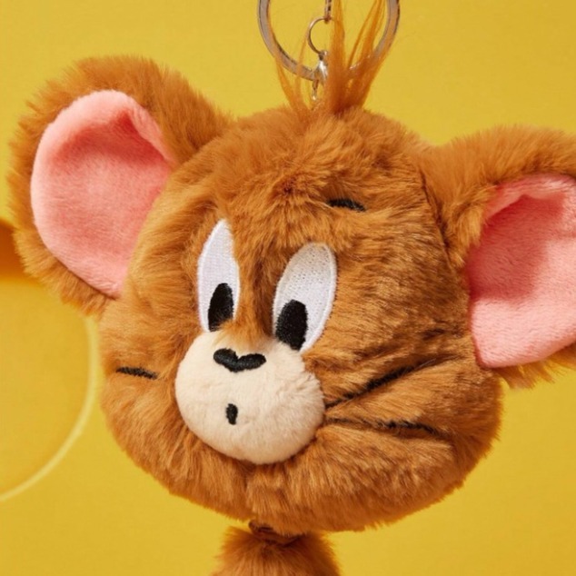 正版聯名 TOM&JERRY湯姆貓和傑利鼠 85週年 會振動尾巴的毛絨可愛吊墜-細節圖7