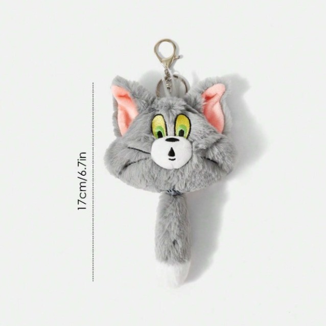 正版聯名 TOM&JERRY湯姆貓和傑利鼠 85週年 會振動尾巴的毛絨可愛吊墜-細節圖8