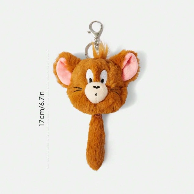 正版聯名 TOM&JERRY湯姆貓和傑利鼠 85週年 會振動尾巴的毛絨可愛吊墜-細節圖5