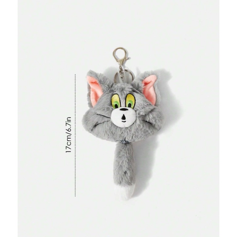 正版聯名 TOM&JERRY湯姆貓和傑利鼠 85週年 會振動尾巴的毛絨可愛吊墜-規格圖11